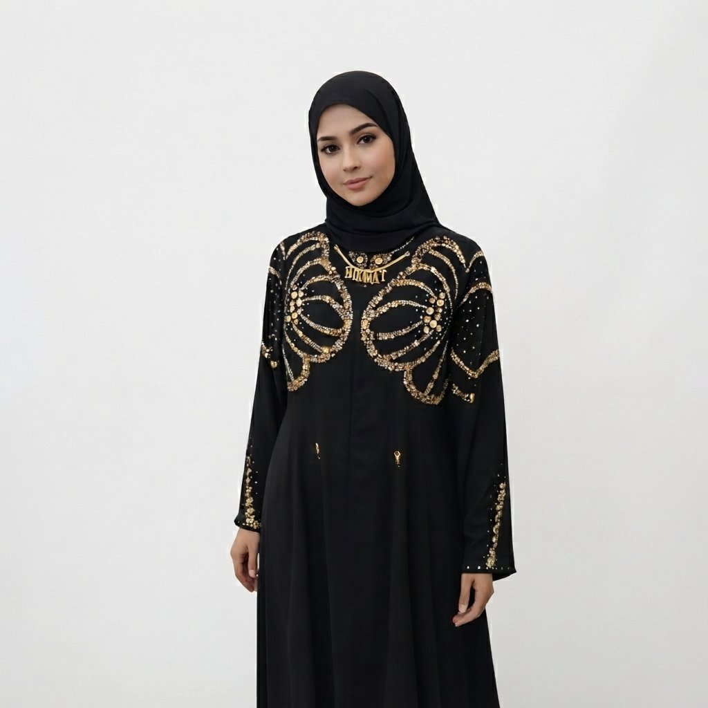 Abaya Hikmat Premium Exclusive A6265 || Abaya Lebaran, Gamis Hikmat
