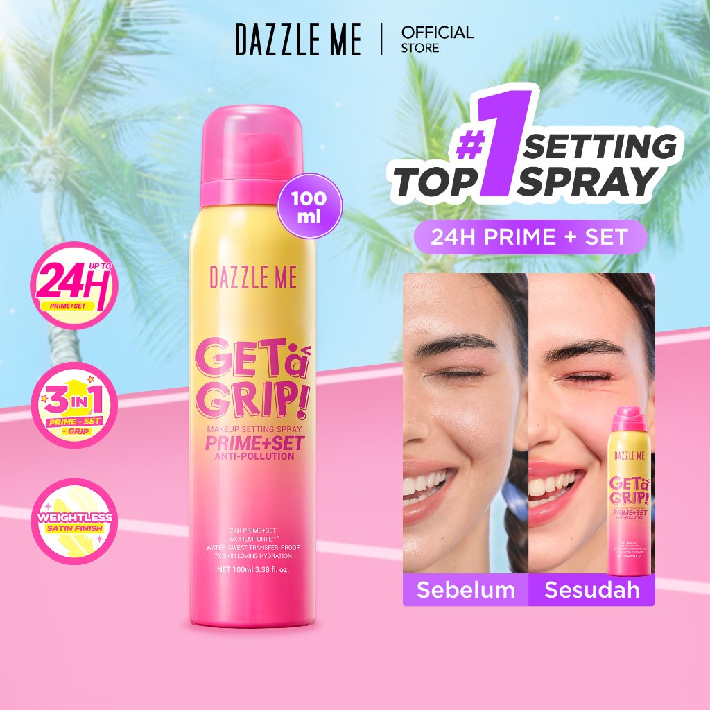 [BPOM] DAZZLE ME Get a Grip SmileyWorld Edition Aerosol Setting Spray Prime+Set Anti-Pollution - Set