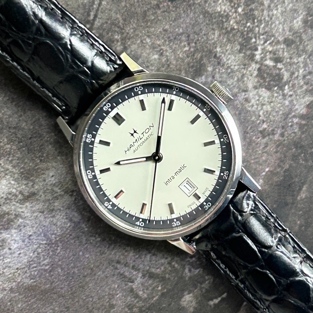 Hamilton American Classic 40 mm H38425720 Intra-Matic Auto Panda White Dial 100% ORIGINAL