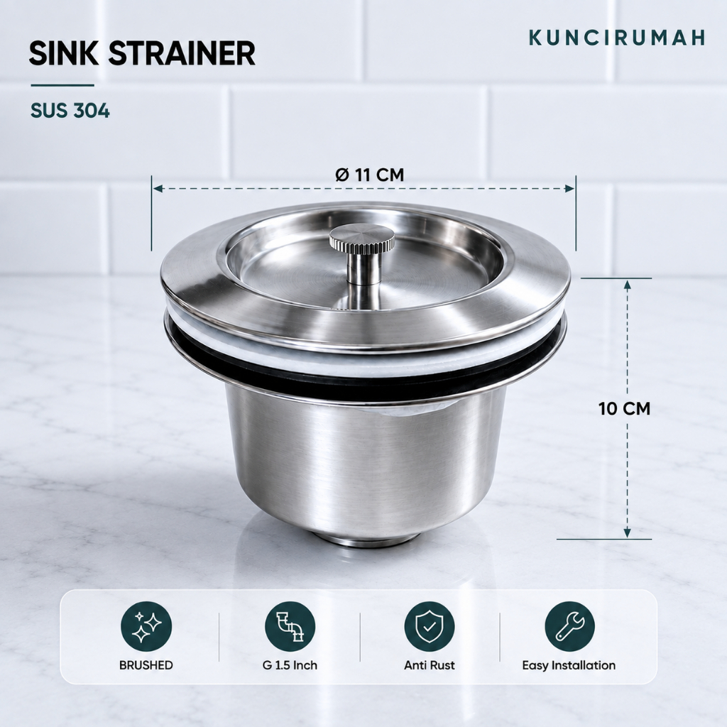 Avur bak cuci jumbo Saringan lubang pembuang kitchen sink SUS 304