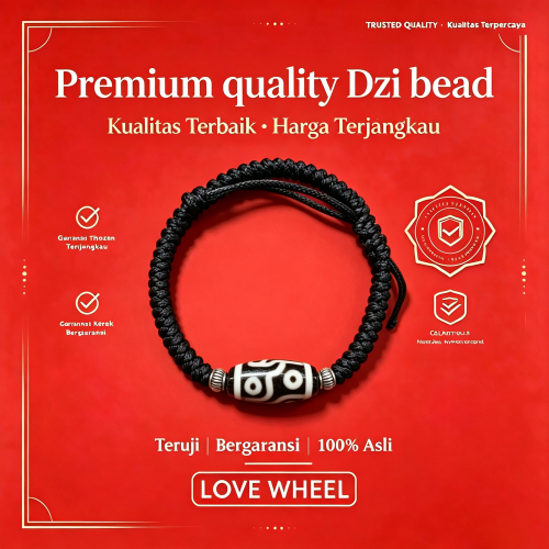 [Chinese Style Authentic Dzi bead]Dzi bead cord bracelet, Tibetan agate three-eye old Dzi bead with 