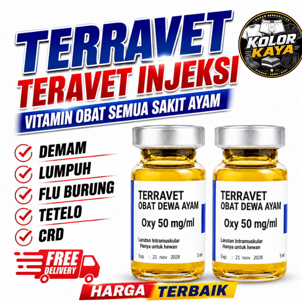 SEDIA TERRAVET 10 ML TERAVET INJEKSI VITAMIN OBAT SEMUA SAKIT AYAM DEMAM LUMPUH FLU BURUNG TETELO CR