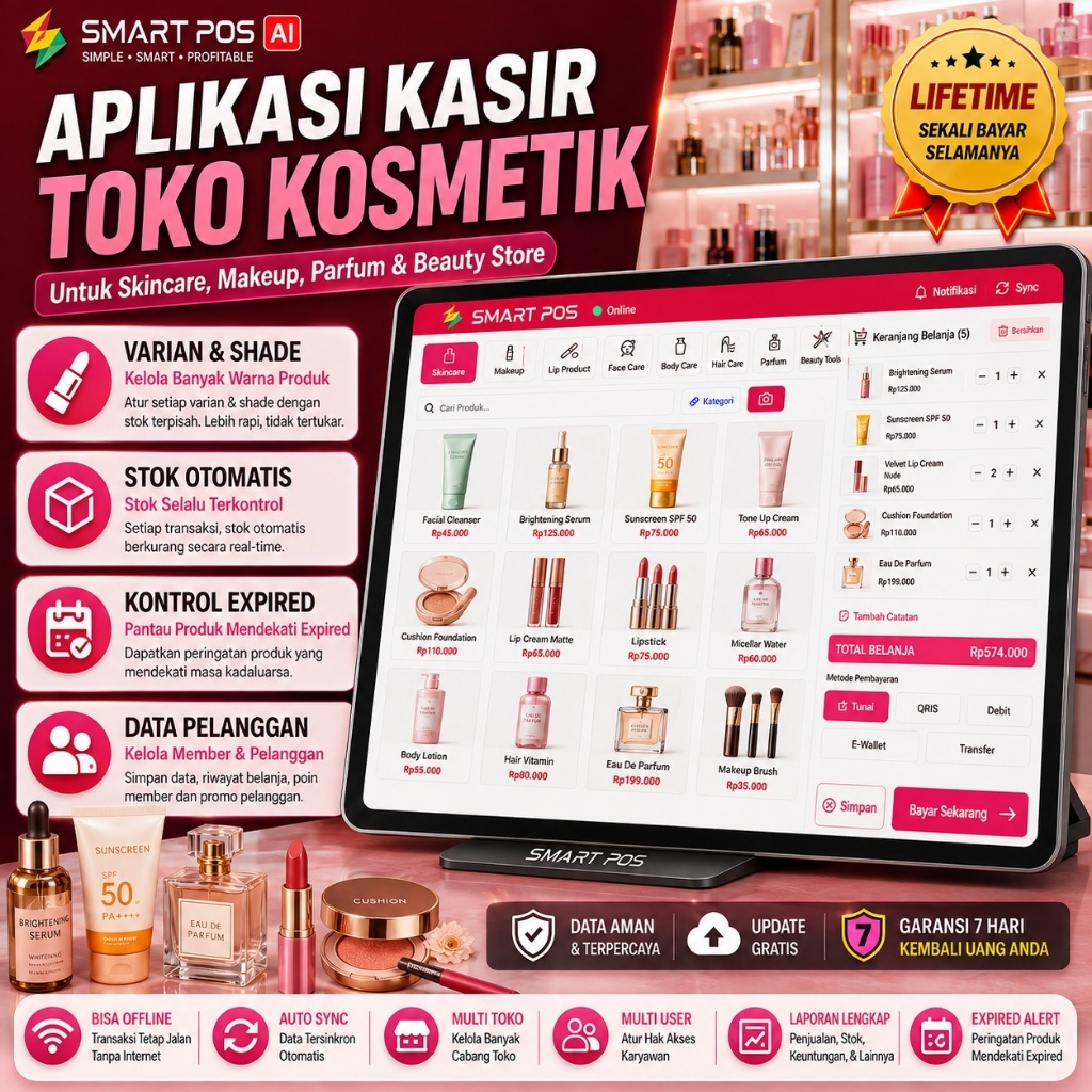 Aplikasi Kasir Toko Kosmetik android & PC  untuk Skincare Makeup Parfum Beauty Store