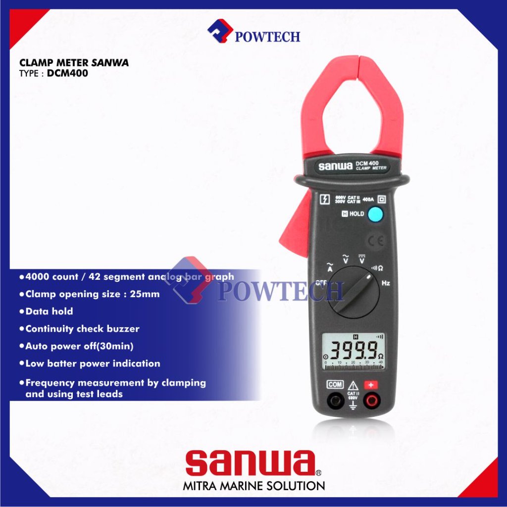 Clamp Meter Sanwa Type DCM400 Clamp Meter Tang Ampere Digital Type DCM400  Sanwa
