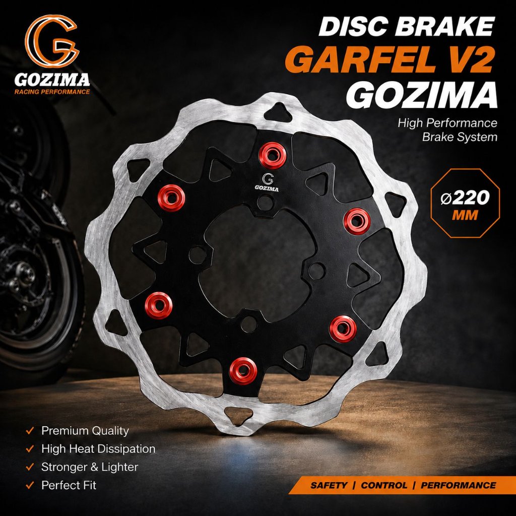 Disc Brake Cakram Beat Galfer V2 Gozima 220mm Plus Breket Kaliper Nissin Beat Vario Scoopy