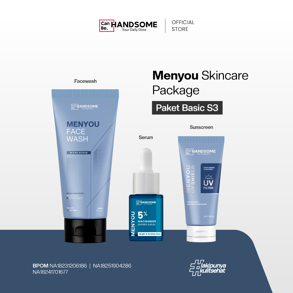 Paket Basic S3 ( Sabun + Serum + Sunscreen ) by Canbe Handsome
