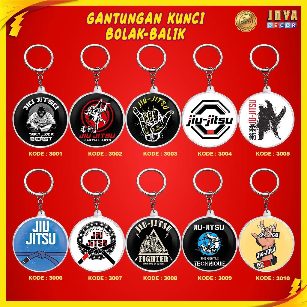GANTUNGAN KUNCI JIU JITSU / GANCI JIU JITSU AKRILIK / GANTUNGAN KUNCI JIU JITSU BULAT XJ