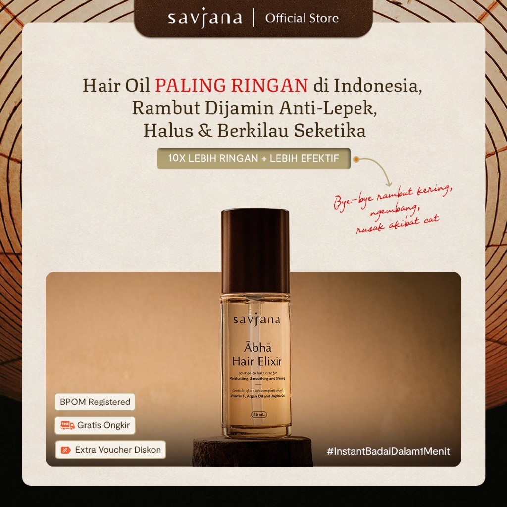 Savjana - Ābhā Hair Elixir | Hair Oil Tanpa Bilas & Tidak Bikin Lepek #1