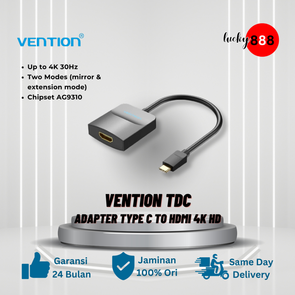 Vention Premium Adapter Type-C to HDMI PVC / Braided 4K 30HZ 60HZ Mode Mirror dan Extension - TDC