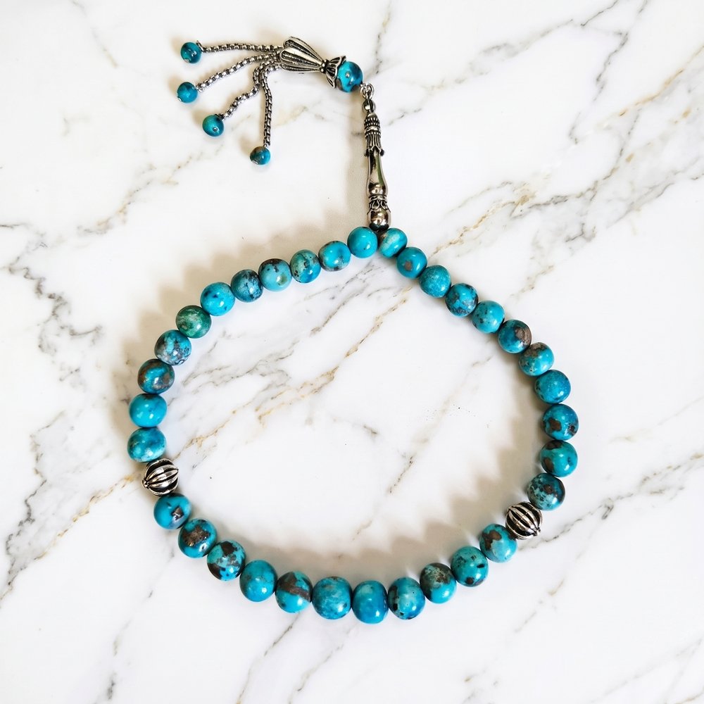 Tasbih batu pirus persia (iran) 33 butir asli alami.