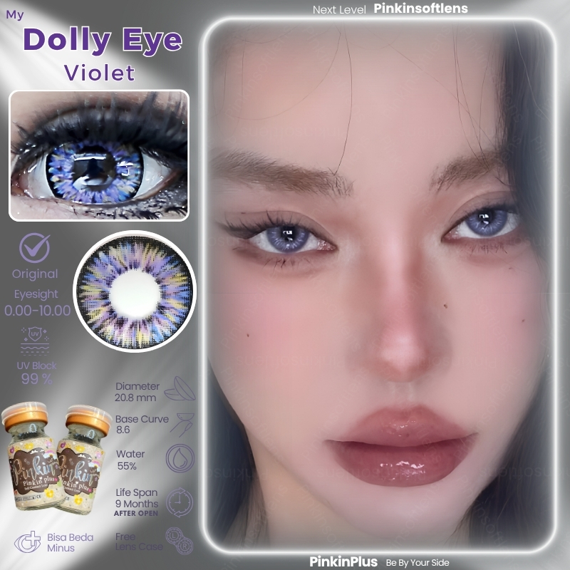 PINKINSOFTLENS My Dolly Eye Glamour By PinkinPlus Softlens Violet Ungu Lilac Normal -0.00 Minus -10.