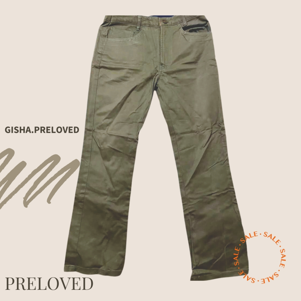[PRELOVED] Celana Panjang Chino Pants Celana Pria Jeans Minimalis - Cream Beige Olive