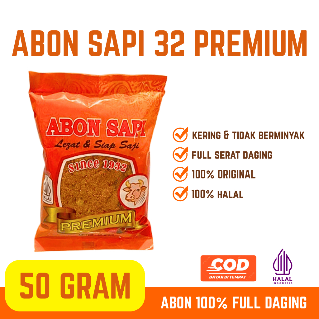50 Gram Abon Sapi 32 Premium - Gurih, Nikmat, dan Halal