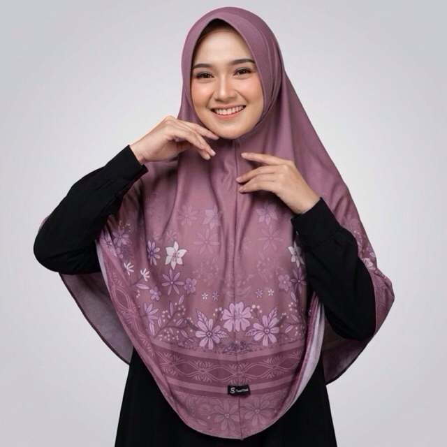 SaaHaa - Hijab jilbab kerudung instan bergo jumbo motif Bunga Jersey premium