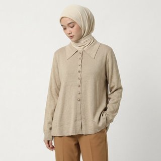 Delova Wardrobe - RERE Cardigan Polo Collar Knit Atasan Polos Buttoned Bahan Rajut Halus & Tebal premium - Outer Wanita Korean Style