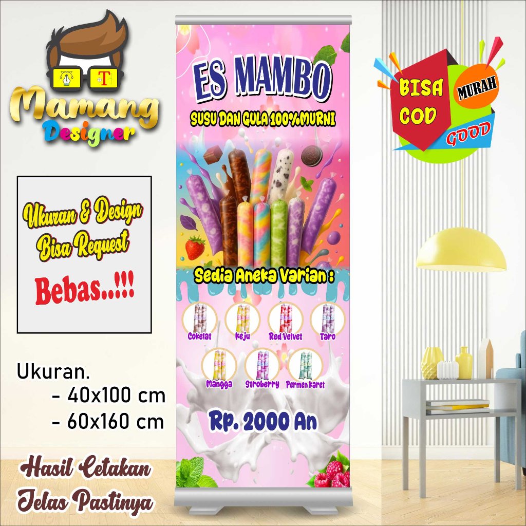 Custom Spanduk Banner Es Mambo Viral Kekinian Bagus