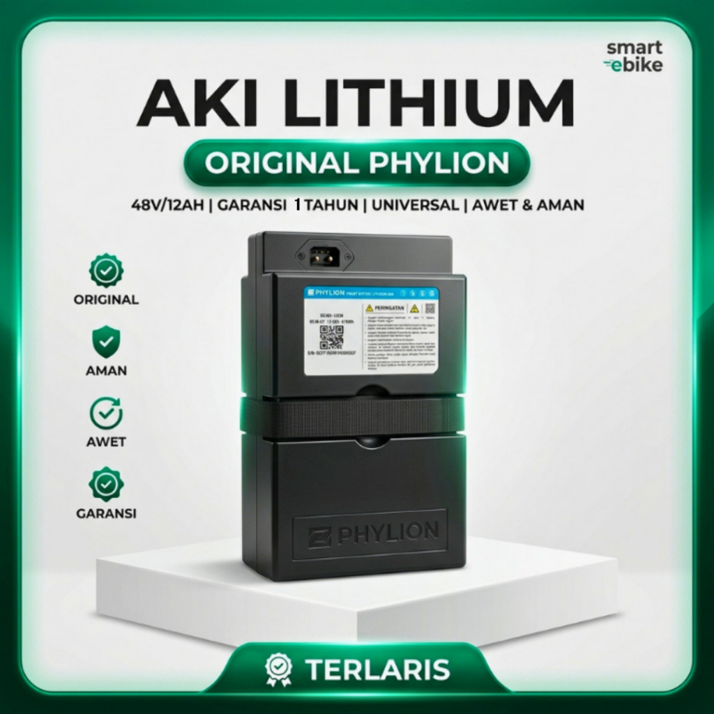 Aki Lithium ORIGINAL PHYLION 48V-12AH & 48V-20AH - Garansi 1 Tahun
