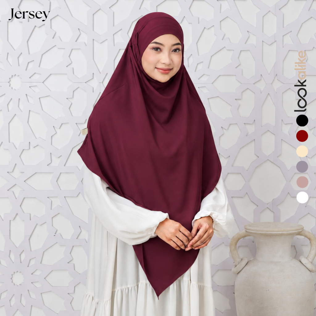 Lookalike | AQSA - French khimar bahan jersey kerudung fk instan cadar haji umroh raya burgundy