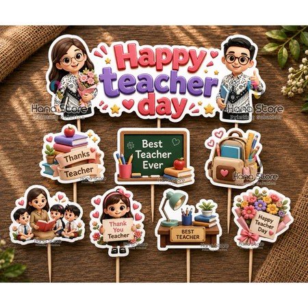 Topper Hari Guru / Topper kue selamat hari guru / topper teacher day / Hiasan Kue / Hiasan Tumpeng