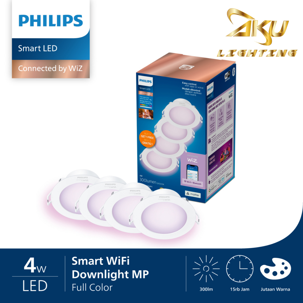 Philips Smart LED Downlight RGB Color 4W Multipack