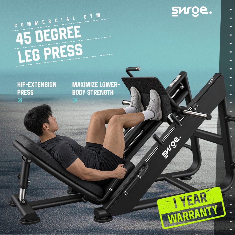 SURGE 45 Degree Leg Press Commercial Gym Mesin Leg Press Kaki Plate Loaded