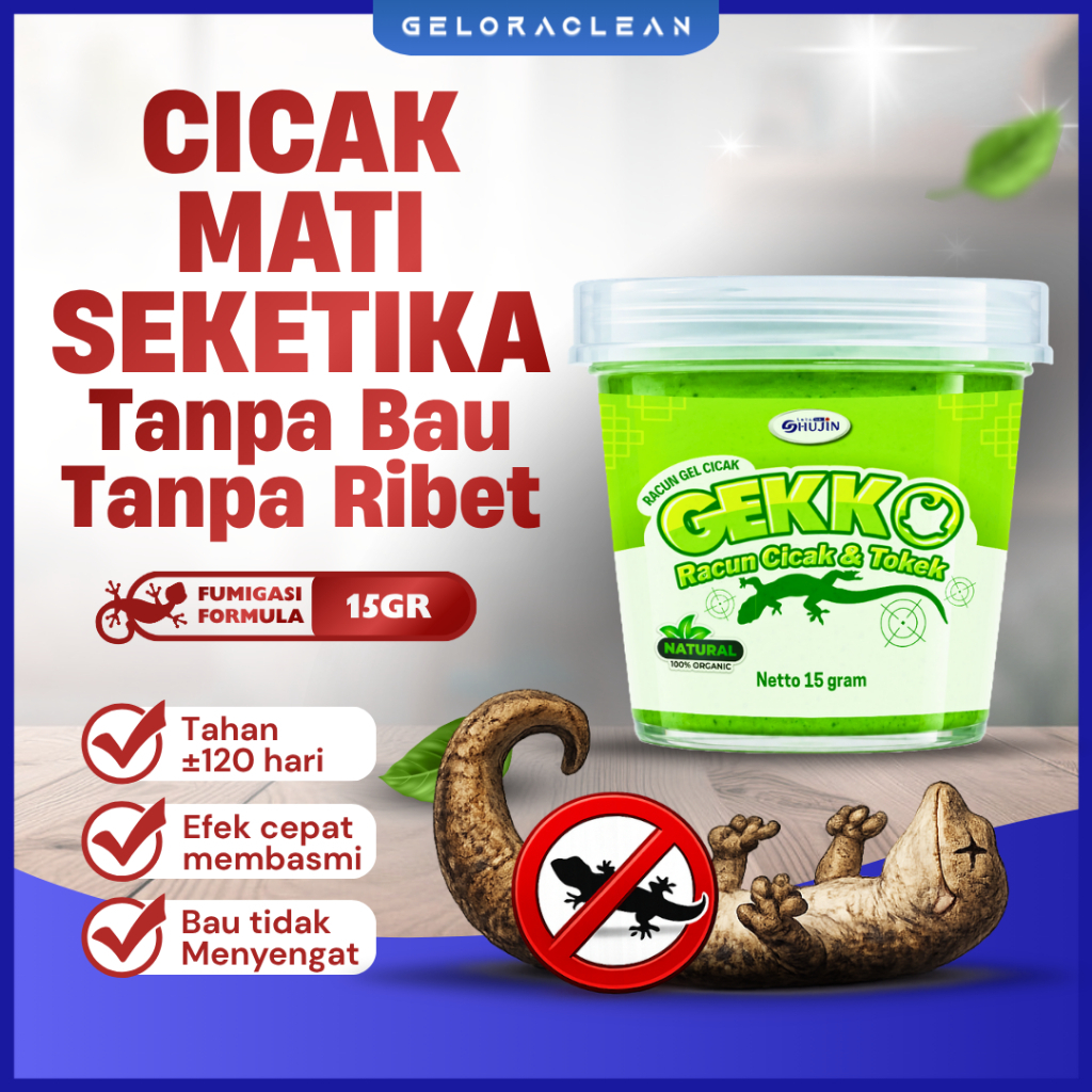 Gelora Clean GEKKO Racun Pembasmi Cicak Tokek Super Ampuh 100% Mati Kering Gel Oles Anti Cicak Tokek