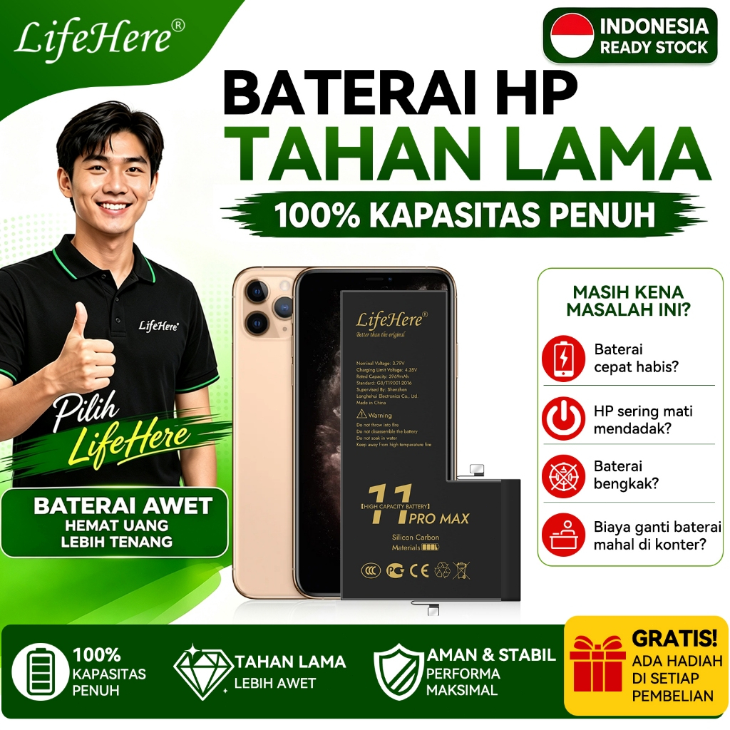 Lifehere baterai Iphone 11 PROMAX/IPhone 11 promax Baterai