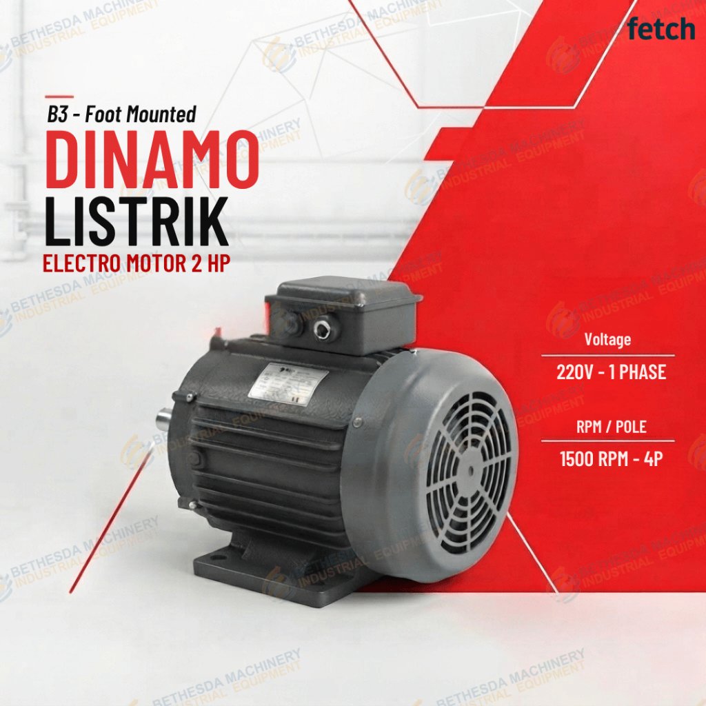 Dinamo Motor 1hp 1500 RPM 4P - Fetch 2 Hp 220V