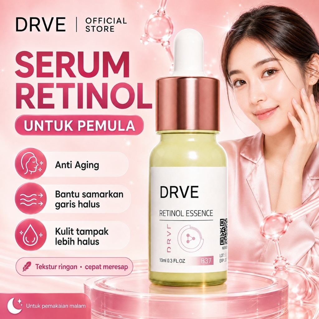 DRVE Retinol Essence Serum Wajah Retinol untuk Pemula Anti Aging Mencerahkan Kulit Kusam Glowing Sam