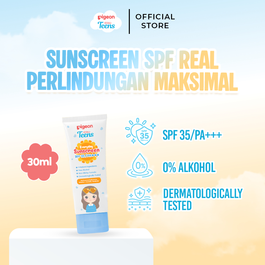 PIGEON TEENS EVERYDAY SUNSCREEN SPF 35/PA+++ 30ml | Sunscreen Remaja Real SPF | No Whitecast | Non S