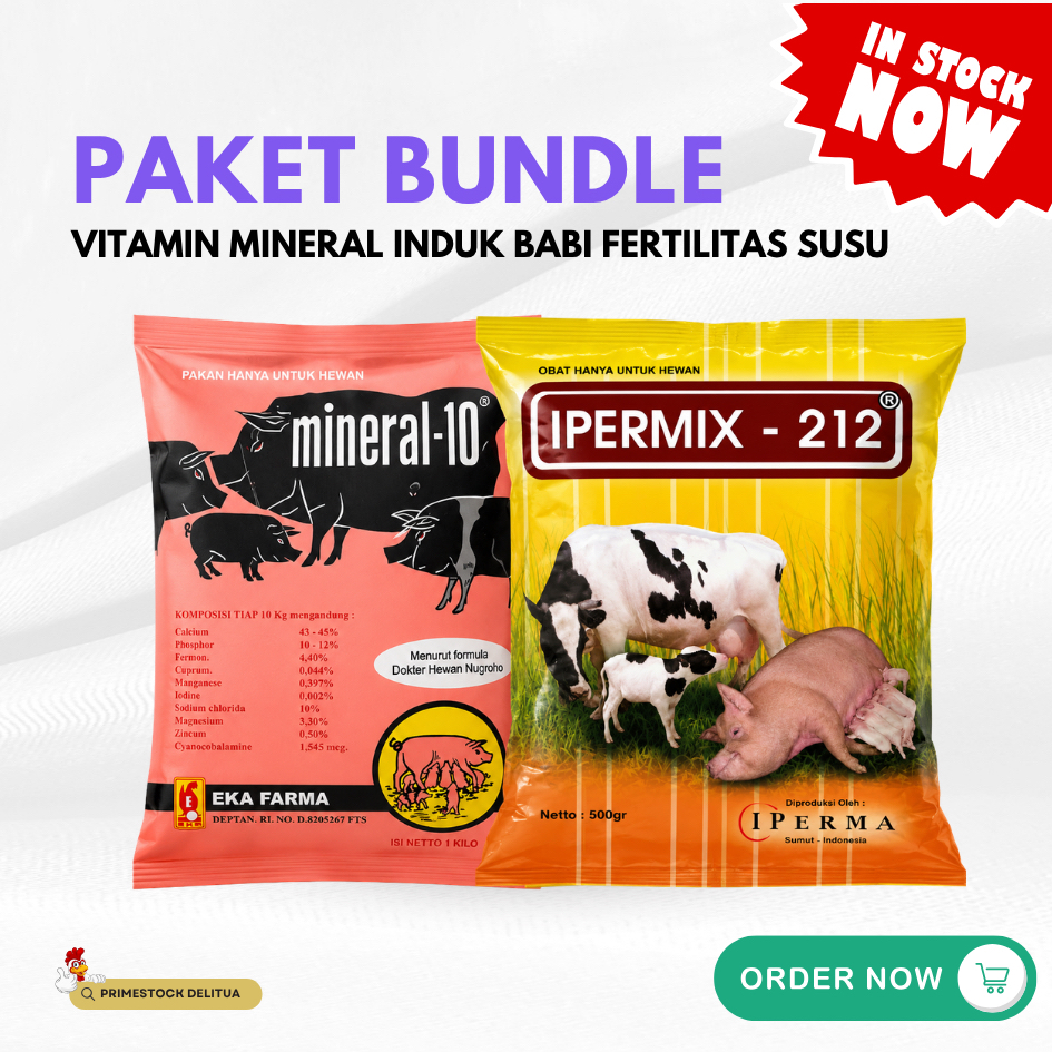 Bundle Ipermix 212 500g + Mineral 10 1kg Premix Vitamin Mineral Induk Babi Fertilitas Susu