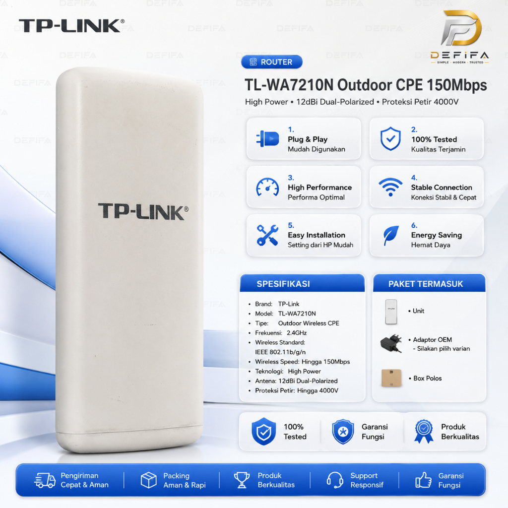 TP-Link TL-WA7210N Outdoor CPE 150Mbps High Power 2.4GHz 12dBi Dual-Polarized WIFI Router Wirelles
