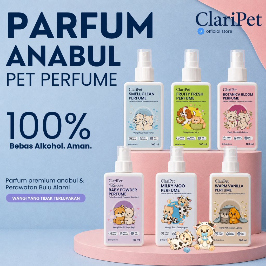 CLARIPET Parfum Kucing & Anjing | Pet Perfume Aman & Tahan Lama – Non Alkohol