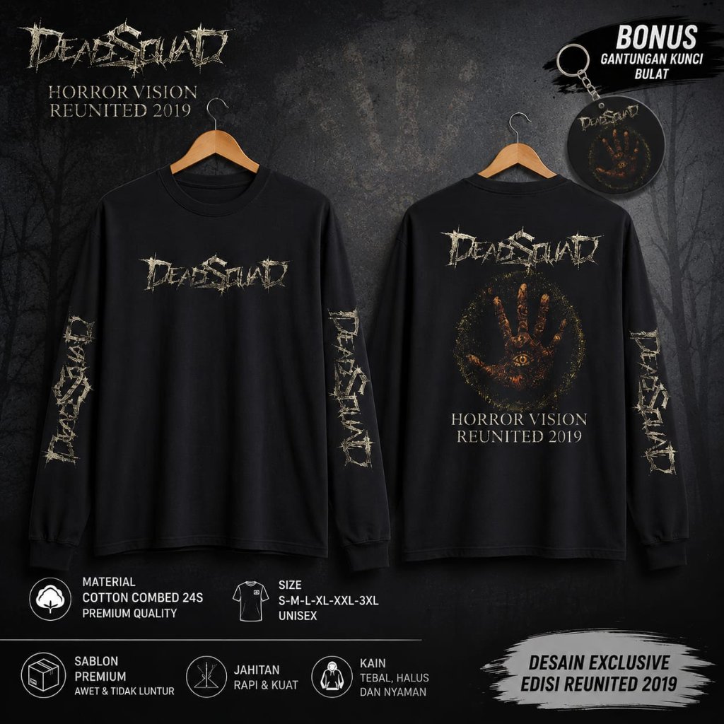 KAOS TSHIRT HOODIE JUMPER DAN TOPI DEADSQUAD HORROR VISION REUNITED 2019 DENGAN BONUS GANCI