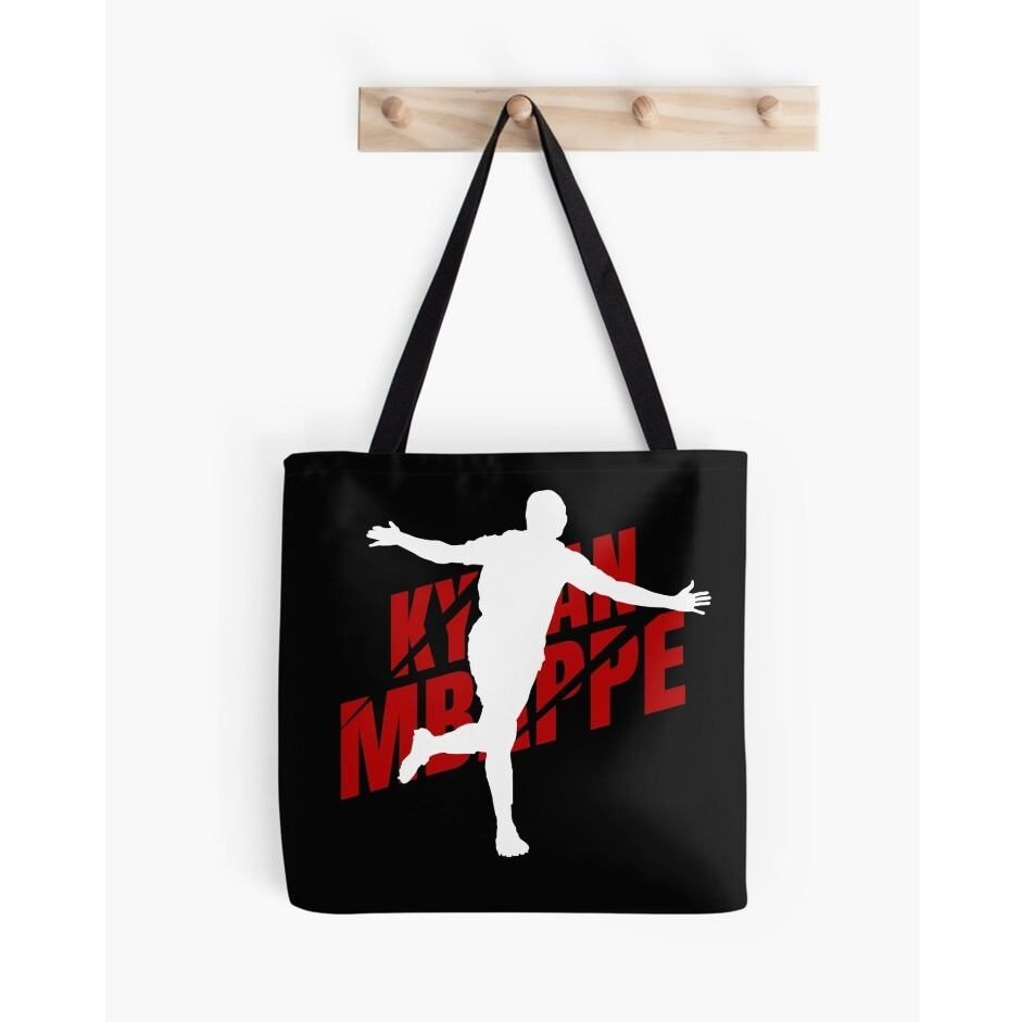 Art work of an Super star Kylian Mbappé Tote Bag Hitam