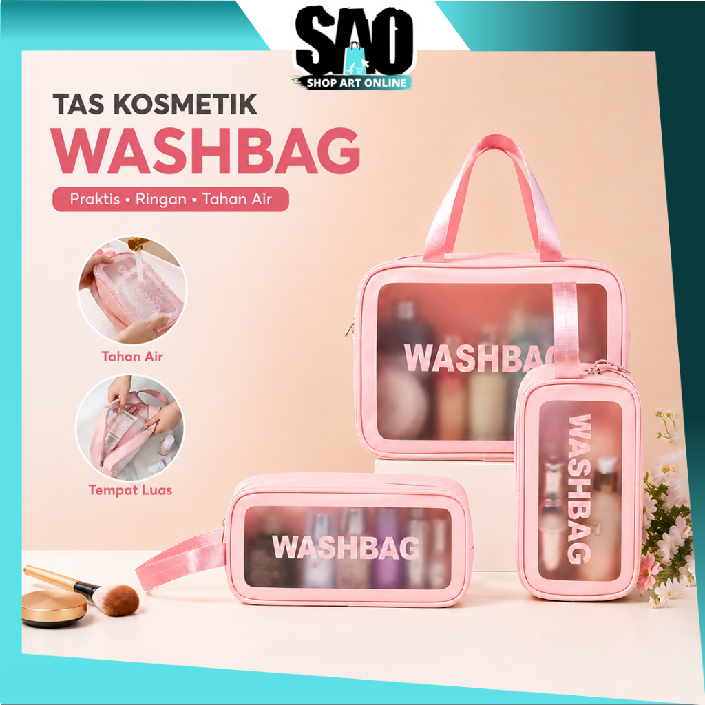 SAO - T5246 Tas Kosmetik Washbag / Tas Kosmetik Anti Air / Pouch Make Up Wash Bag