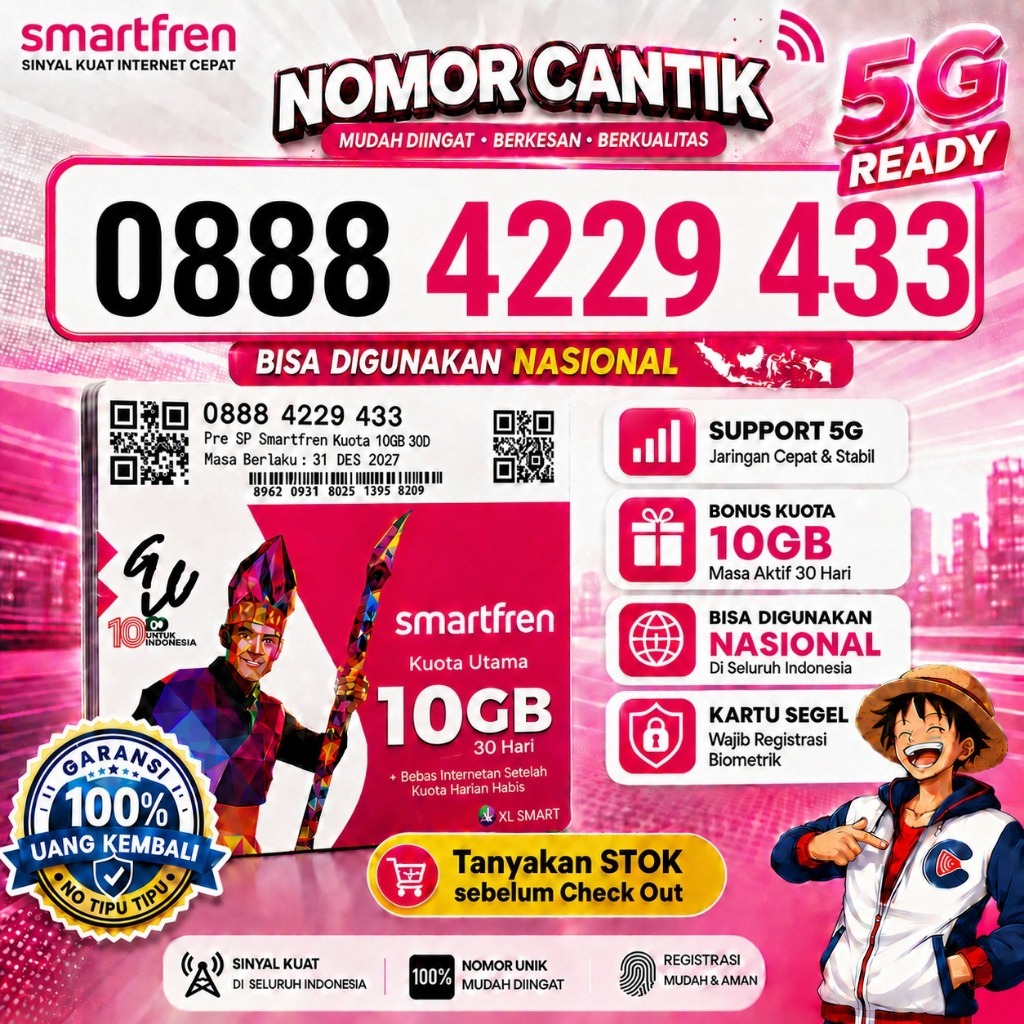 Nomor Cantik  Smartfren Murah Rapi Seri Triple - Kartu Perdana Smartfren Support 5G BONUS KUOTA 10GB