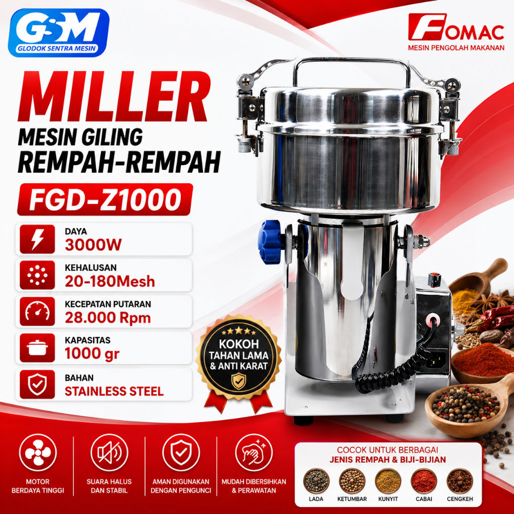 Mesin Giling Rempah - Rempah Miller FCT-Z1000 FOMAC
