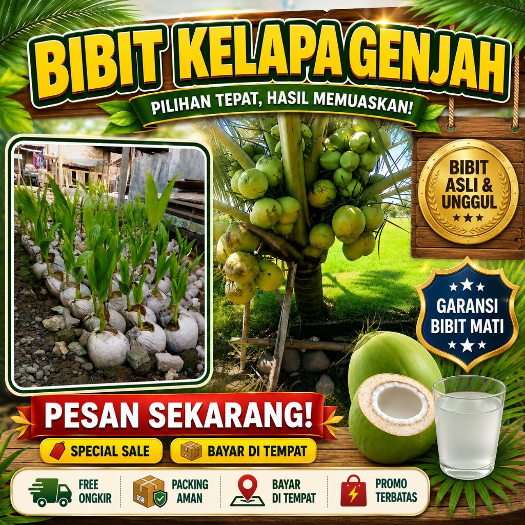 TERJAMIN  Bibit Kelapa Genjah Entok Bersertifikat, Bibit Kelapa Genjah Entok Kebumen, Bibit Kelapa G