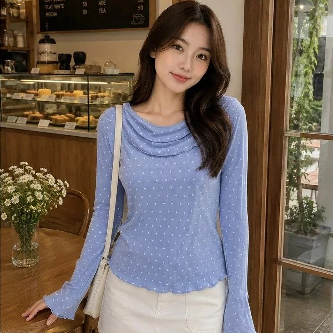 KIELO FASHION - ZER BAJU BLOUSE WANITA AMELIA POLKA LENGAN PANJANG BASIC KEKINIAN BAJU SANTAI KOREAN