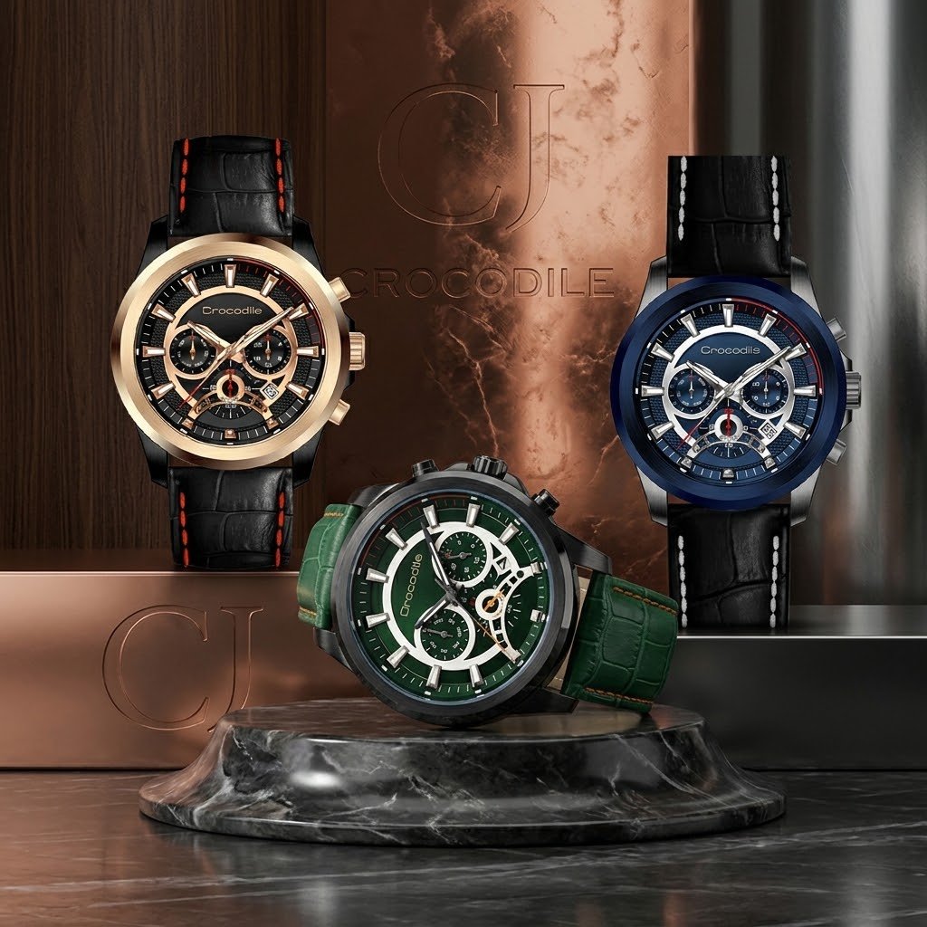 Jam Tangan Pria Crocodile  CM-011B24B/CM-011G24C/CM-011B24D Original