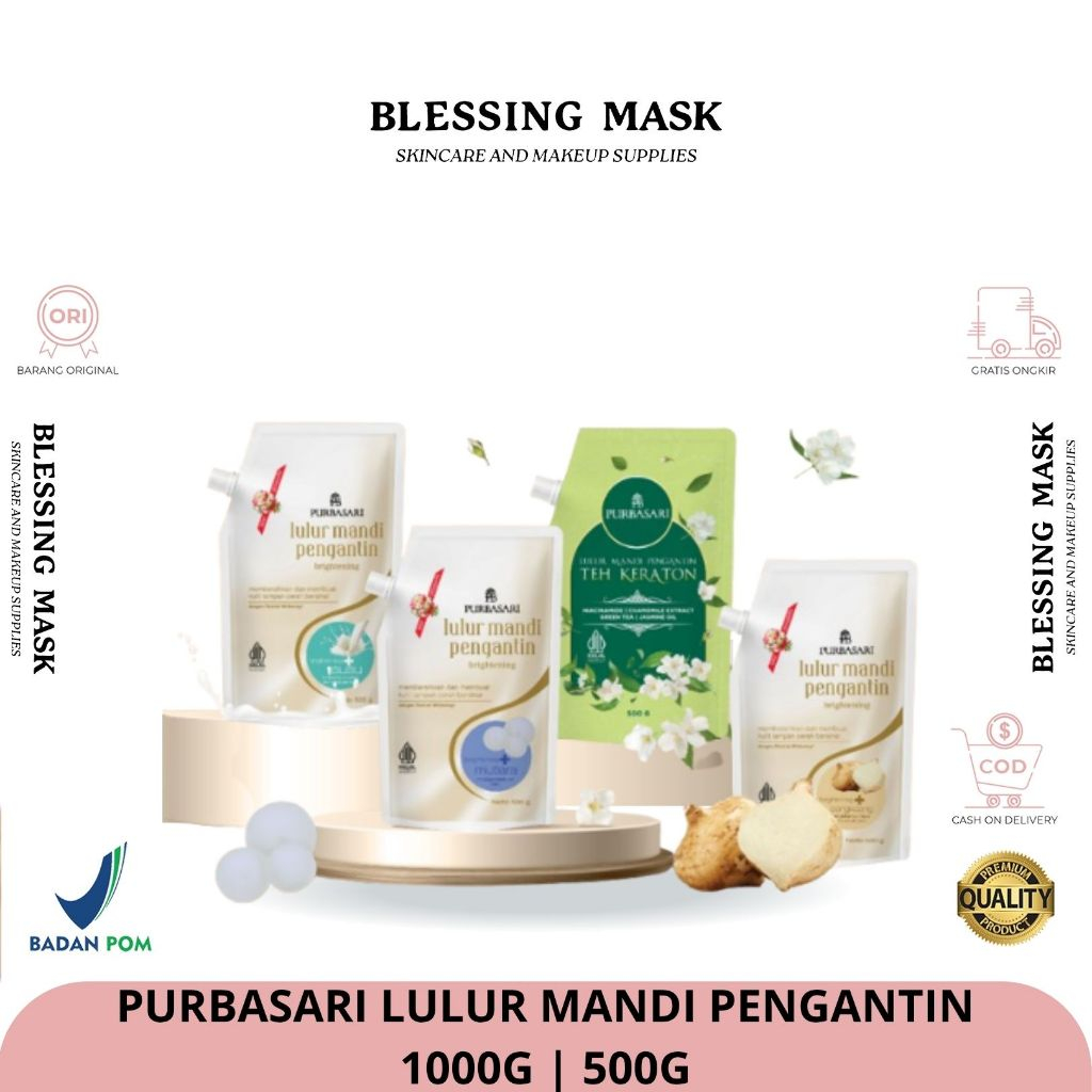 PURBASARI Lulur Mandi Pengantin 1000g | 500g | Bengkoang | Brightening | Mutiara