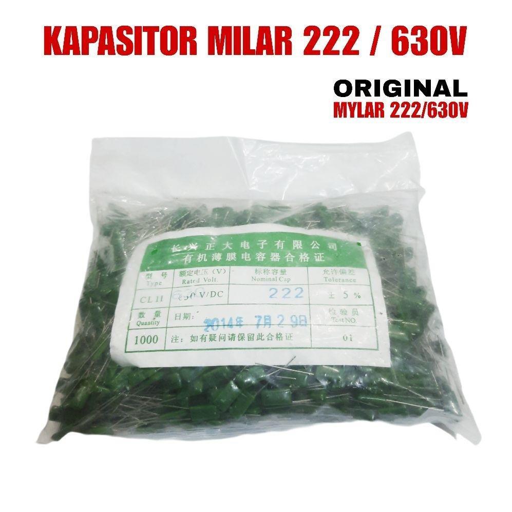 1000X KAPASITOR MILAR 222J 630V - MYLAR 222 630V - MILAR 222 630V - DAPAT 1000 PCS