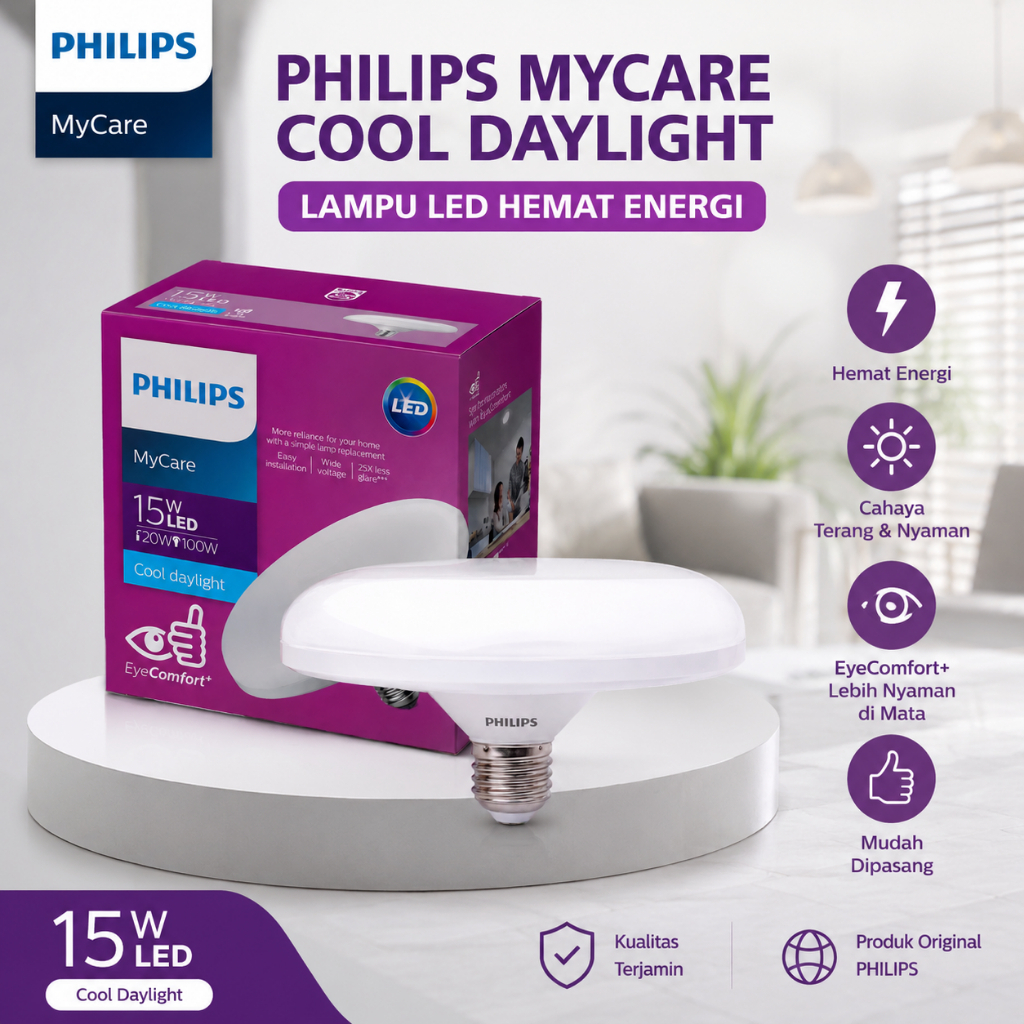 Philips MyCare UFO LEDBulb 15W E27 6500K - Putih / Philips UFO 15 Watt Putih