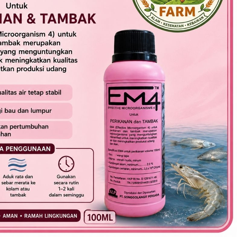 EM4 Perikanan & Tambak 100ml – Probiotik Ikan Udang – Penjernih Air Kolam Tambak