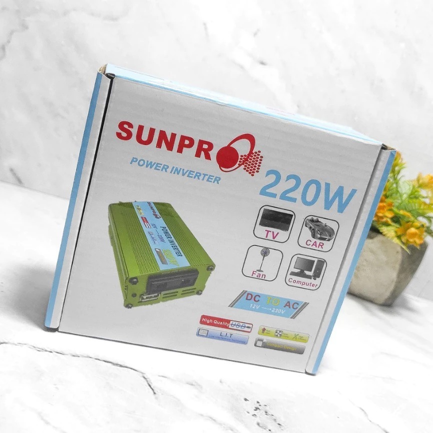 Inverter Sunpro 220W Inverter Daya DC Ke AC Sunpro 220 Watt Asli / Inverter DC Ke AC