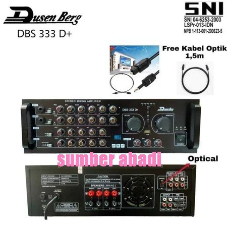 AMPLIFIER DUSENBERG DBS 333 D+ DBS 333D+ INPUT OPTICAL BISA KONEK KE SMART TV YOUTUBE LANGSUNG OPTIC