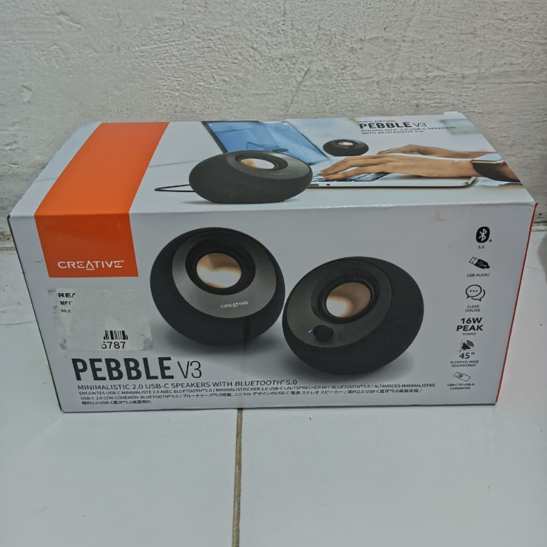 Speaker Bluetooth Creative Pebble V3 Minimalistic 2.0 USB-C dengan Bluetooth 5.0 16W Hitam | | Speak