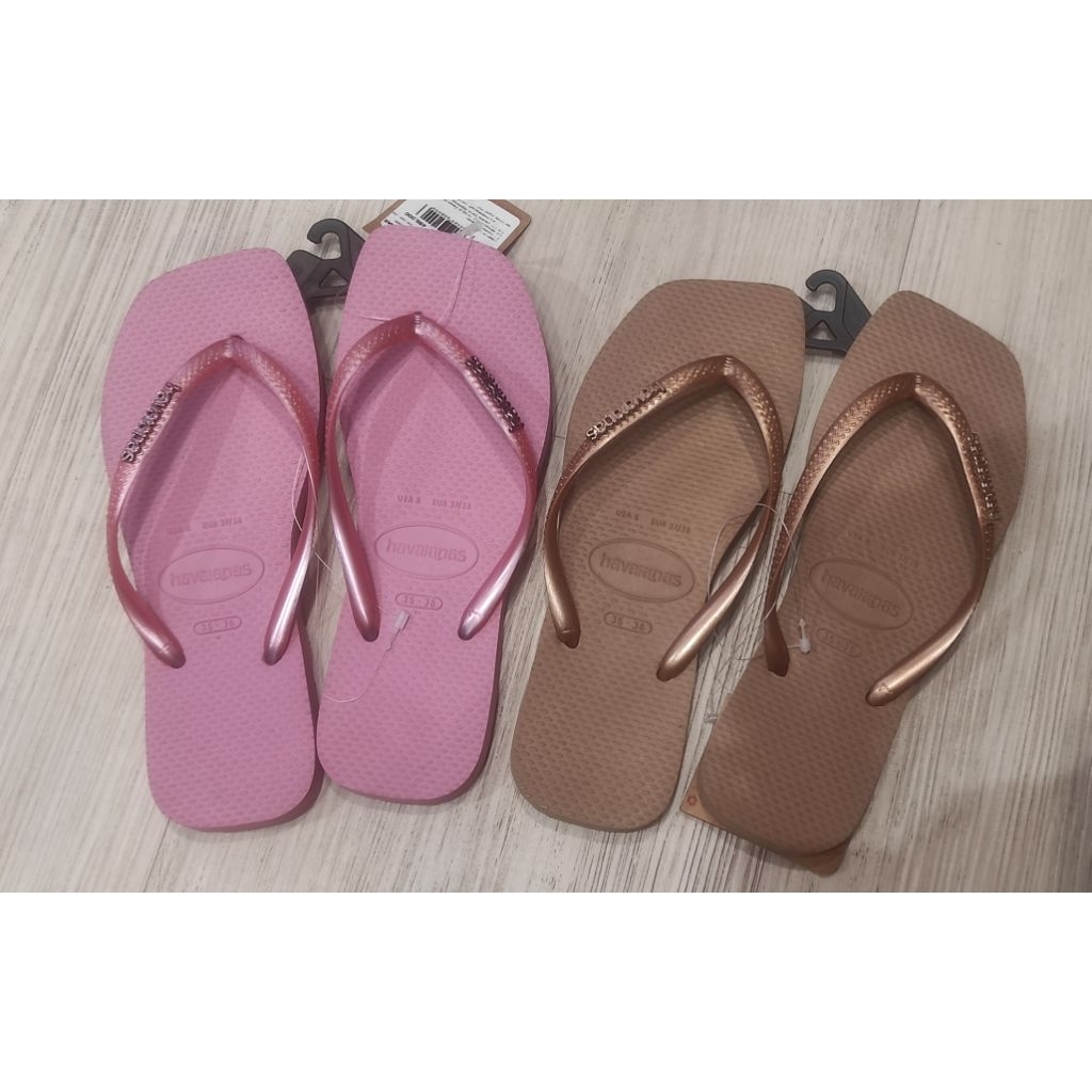 [Havaianas] Slim Square Logo Metallic Women Sandal