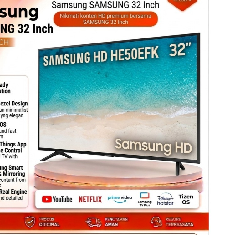 Samsung 32 Inch HE50EFK HD LED Smart TV Tizen OS HDR PurColor Digital TV WiFi Garansi Resmi